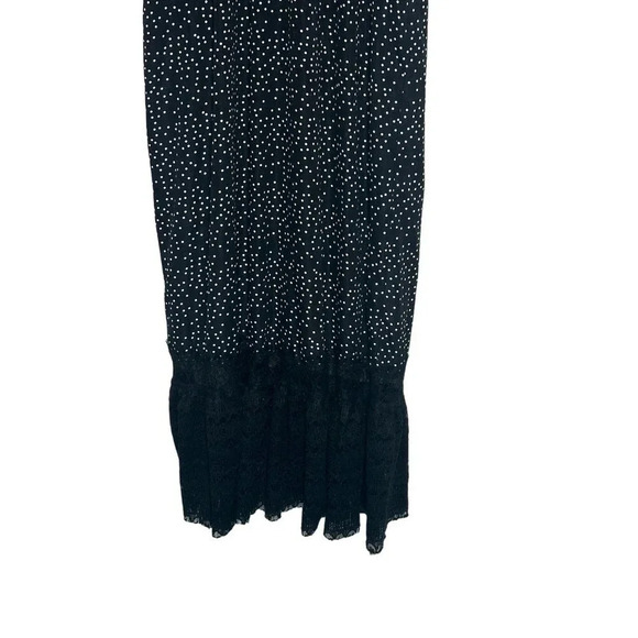 Adelyn Rae M black & white polka dot maxi dress with lace Whimsigoth - Picture 2 of 8